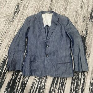 Manuel Ritz Pipo Sport Coat Blazer Men Blue Linen Cotton Blend MRP Sz 48 R